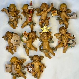 Vintage Fontanini Angels/Cherub Annual Figurines/Ornaments Set of 10
